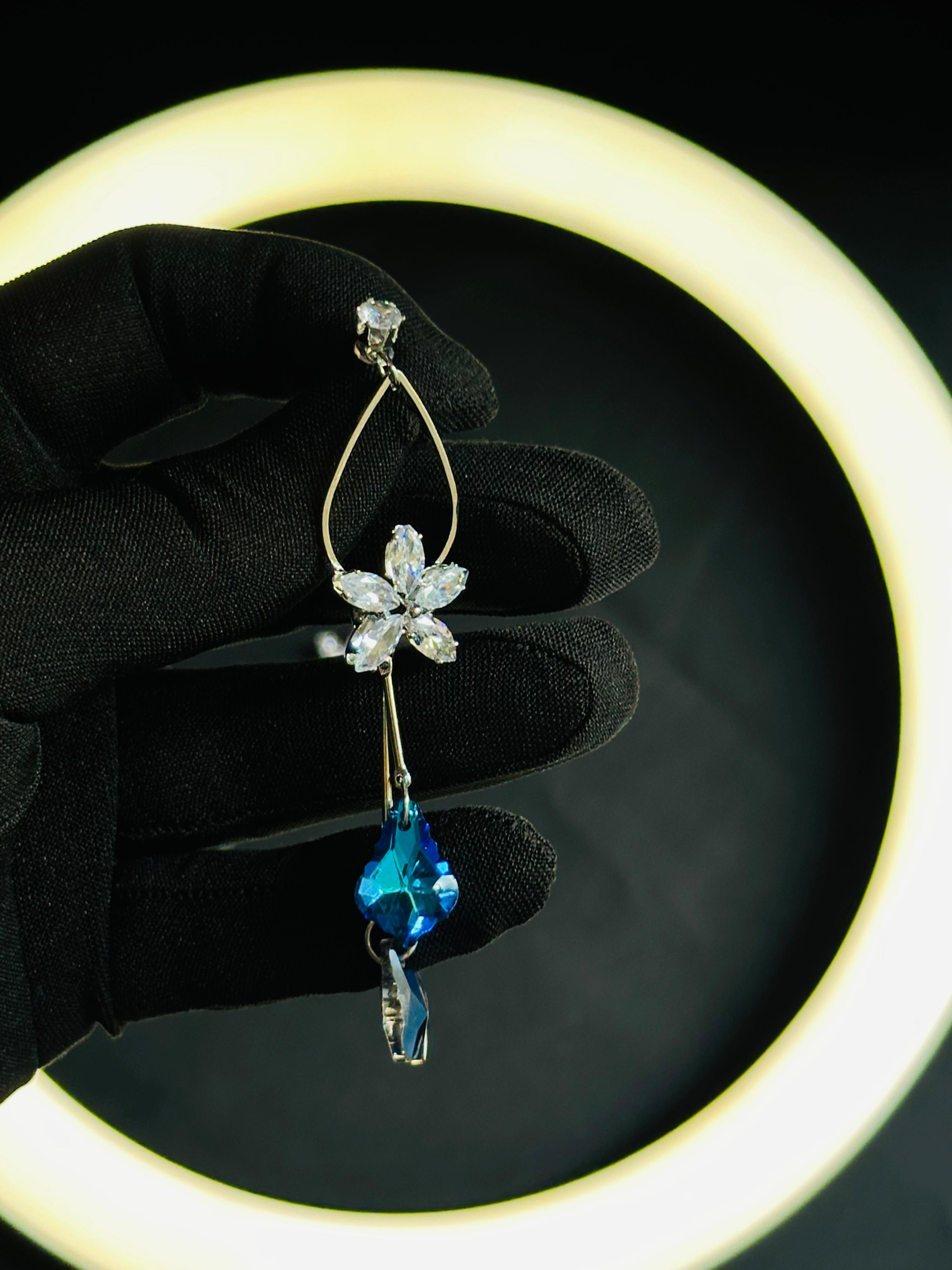 Crystal silver earrings