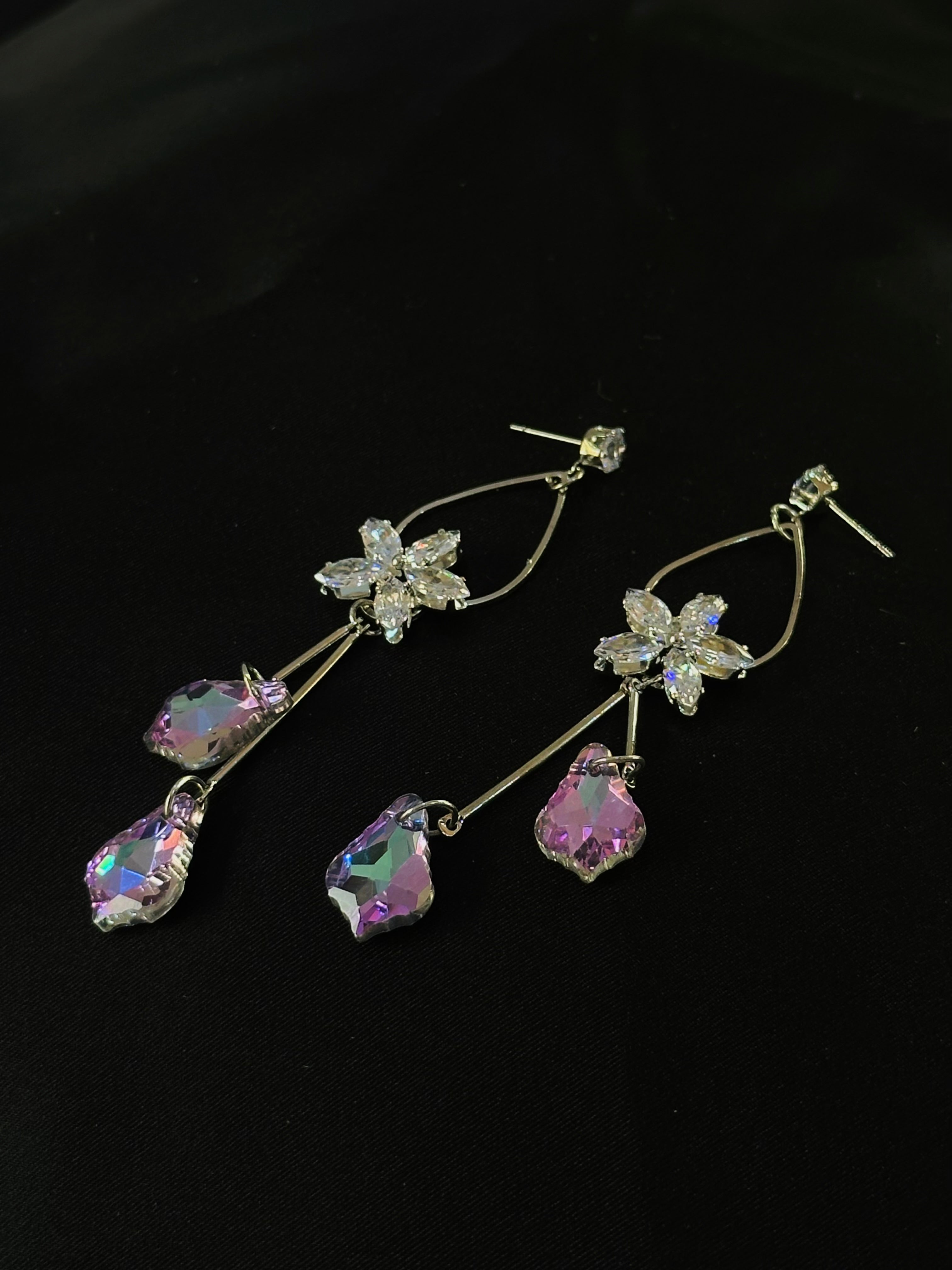 Crystal silver earrings