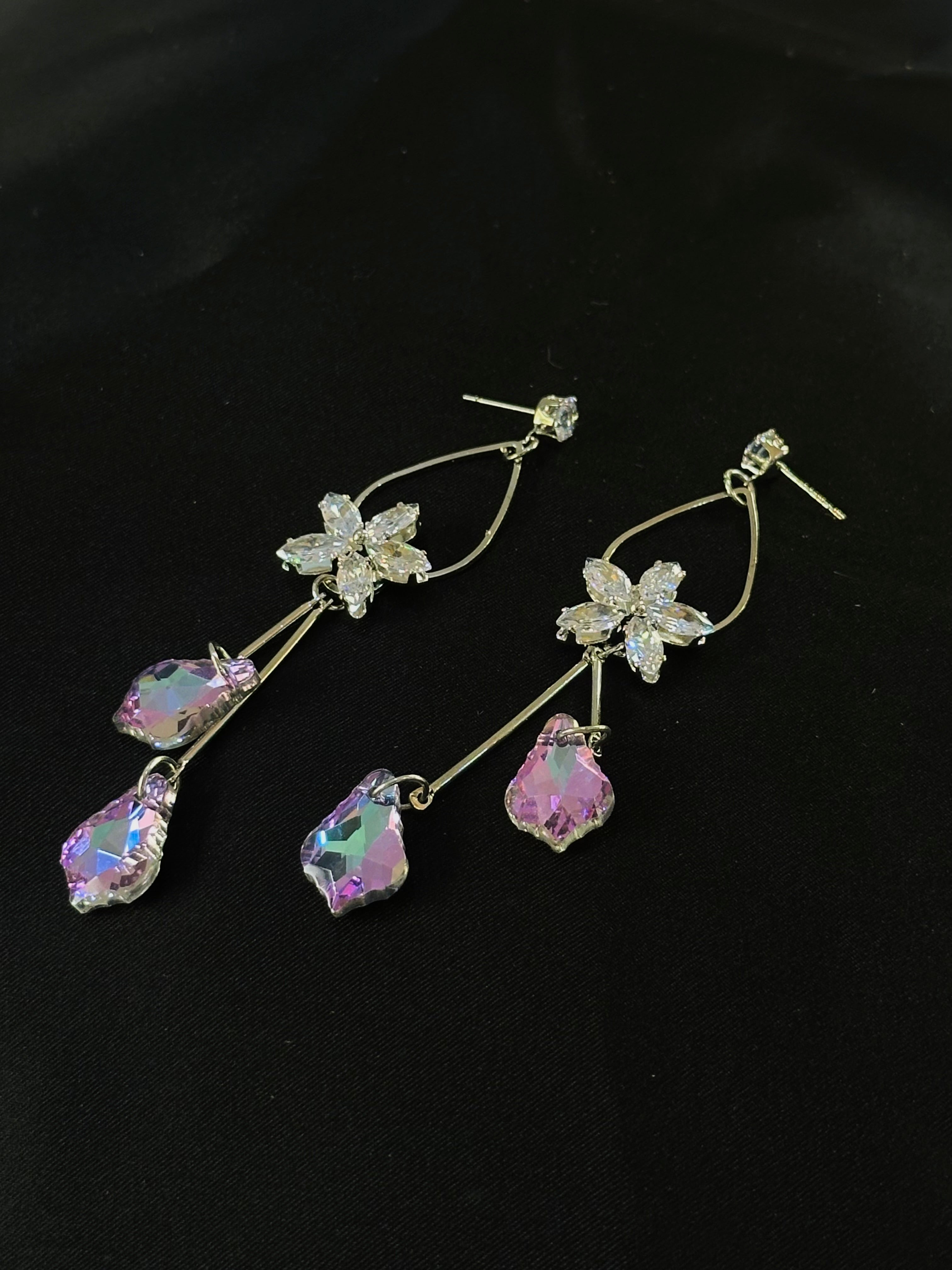 Crystal silver earrings