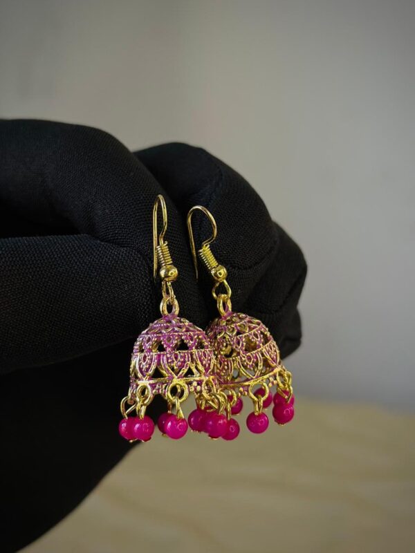 pink samll jhumki earring