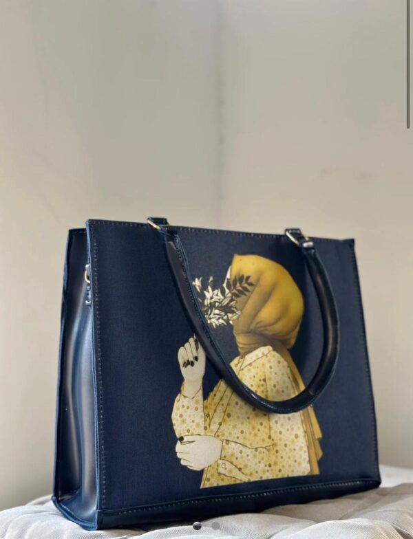 large blue tote bag