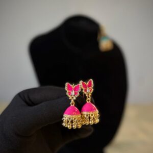 colorful butterfly design jhumki earrings