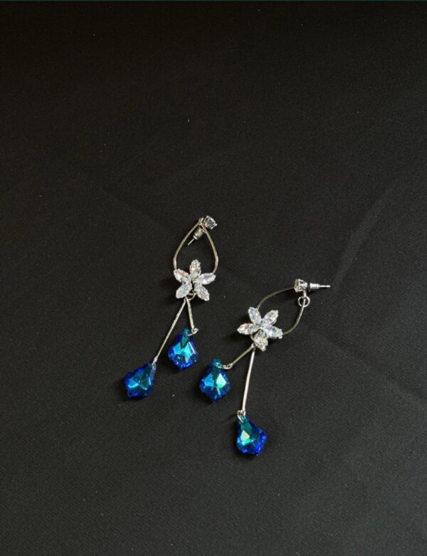 blue long crystal earring